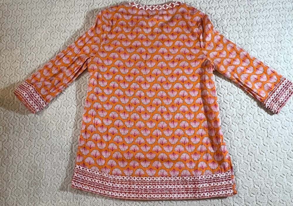 Sigrid Olsen Women's Embroidered Cotton Tunic Top Orange Pink Size S - Picture 6 of 6